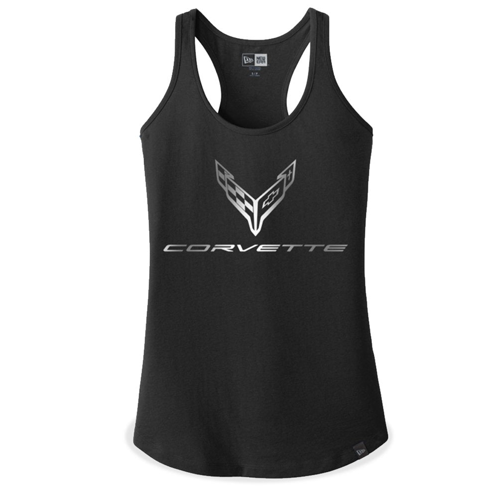 Corvette Next Generation Foil Racerback Tank - Ladies : Black-SR1 Performance