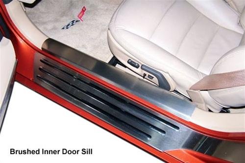 Corvette Door Sill Protectors Full Length (Ribbed) - Stainless Steel : 2005-2013 C6