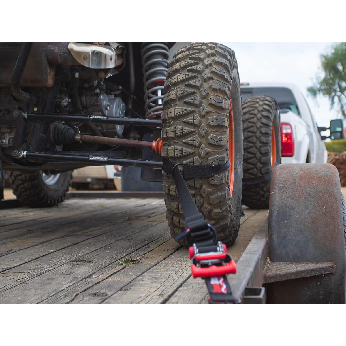 SpeedStrap Ultimate UTV 1.5" Tire-Bonnet and Through-Wheel Tie-Down Kit - Secure UTV to Trailer