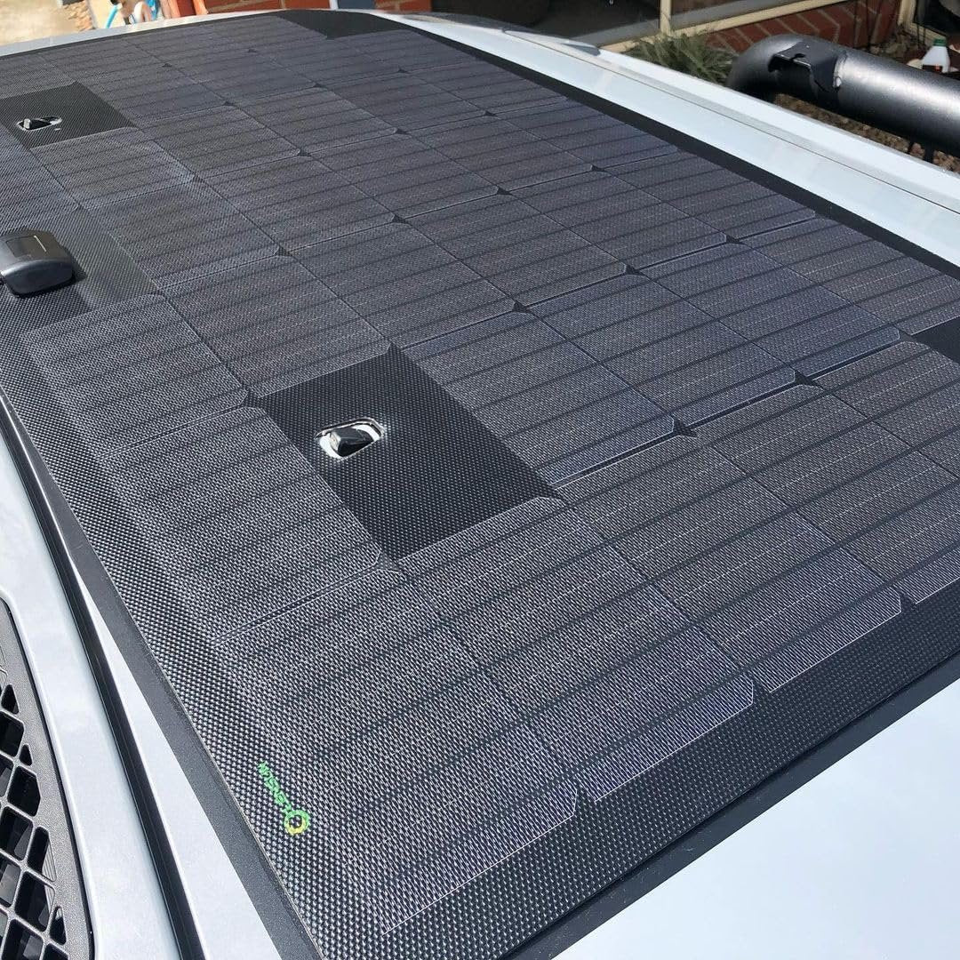 Lensun 105W 12V Hood Flexible Solar Panel Custom Fit for Toyota FJ Cruiser (2006-2022) - Off Grid Solar Power for Offroading/Overlanding/Camping