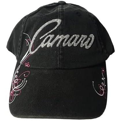 Chevy Camaro Script Ladies Adjustable Hat - Chevrolet Womens Cap Black-SR1 Performance