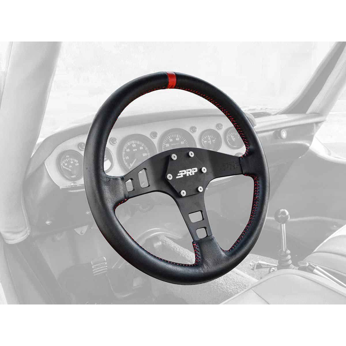 PRP Seats Off Road UTV Flat Steering Wheel - Aluminum with Black Suede