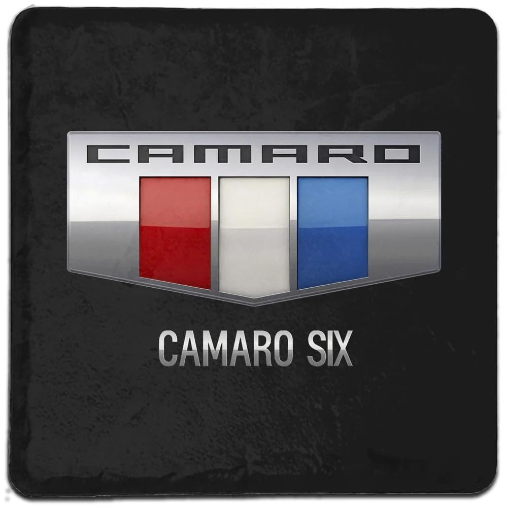 Camaro 6th Gen Logo 4"x4" Stone Tile Coaster (Individual) - Drink Pad for Coffee Table - Officially Licensed by GM - Black-SR1 Performance