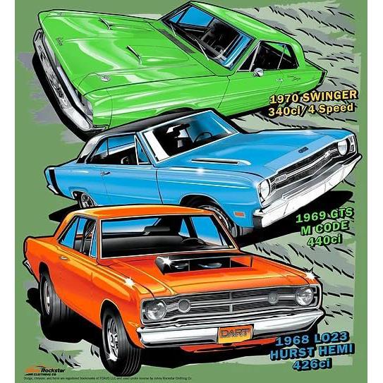 Classic Car Shirt for Dodge Dart - American Muscle Men's T-Shirt - Hurst Hemi 426ci, GTS 440ci, Swinger 340ci