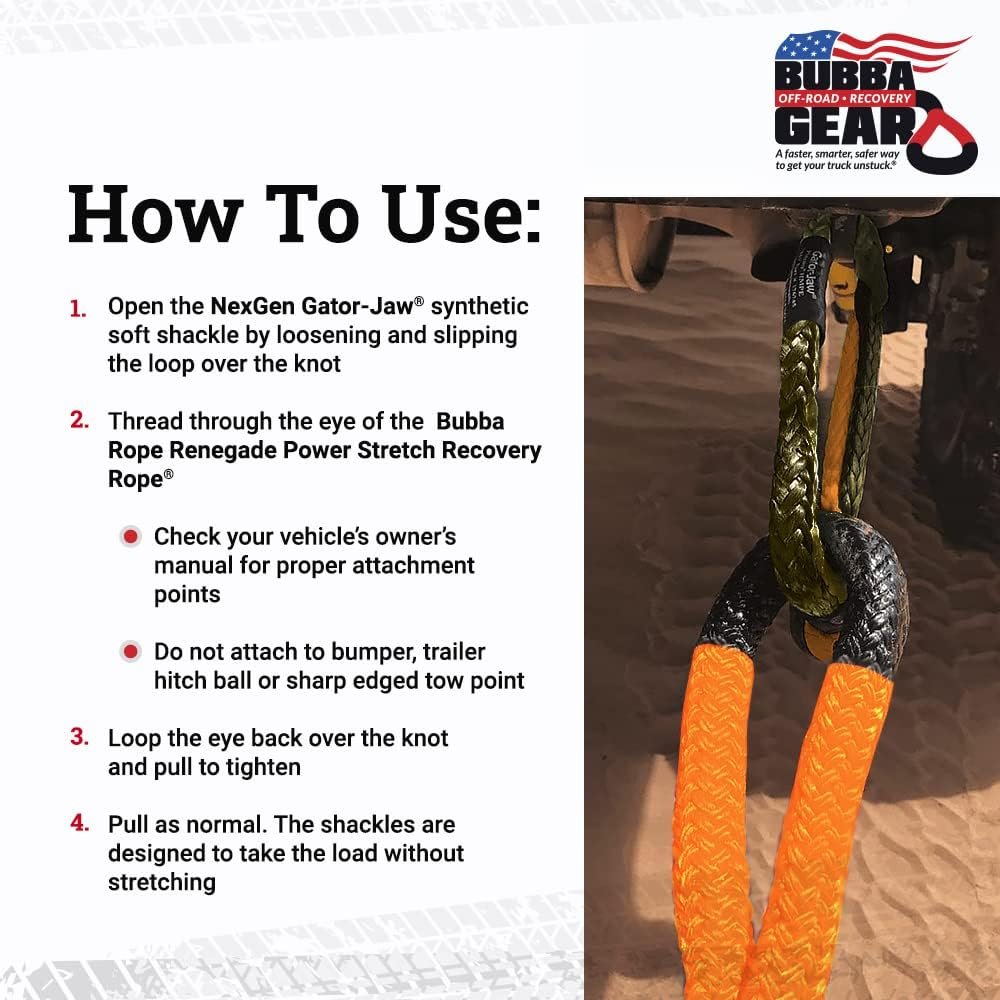 Bubba Rope Off-Road Jeep Recovery Rope Gear Set with Shackles-SR1 Performance