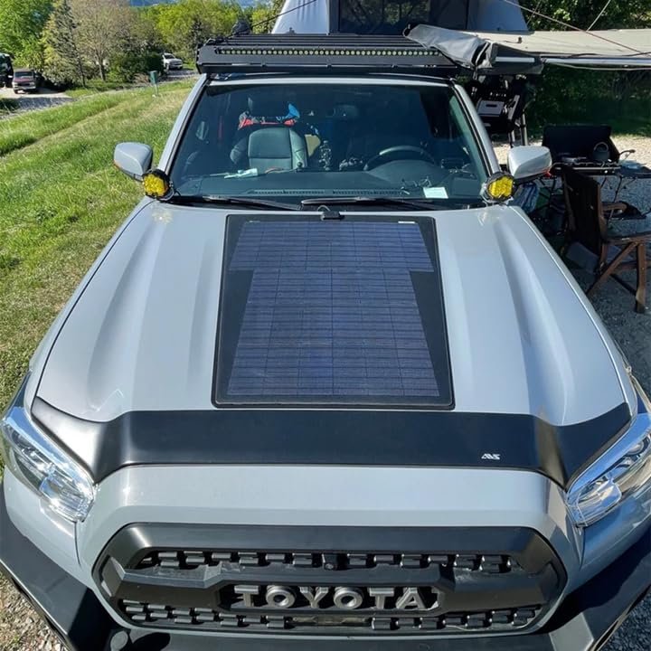 Lensun 90W 12V Hood Flexible Solar Panel for Toyota Tacoma 3rd Gen (2016-2023) - Off Grid Solar Power for Offroading/Overlanding/Camping