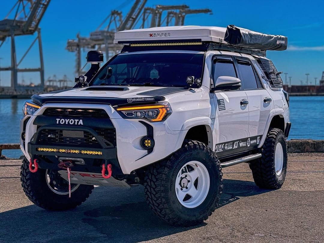 Lensun 80W 12V Hood Flexible Solar Panel for Toyota 4Runner 4th/5th Gen (2003-2024) w/Scoop - Off Grid Solar Power for Offroading/Overlanding/Camping