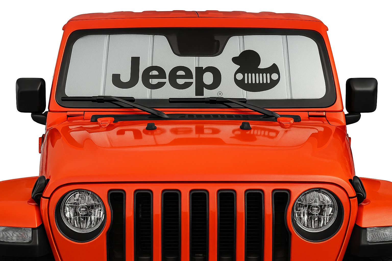 Jeep Accordion Style Sunshade - Insulated Silver Windshield Sun Shade with Logo Foldable