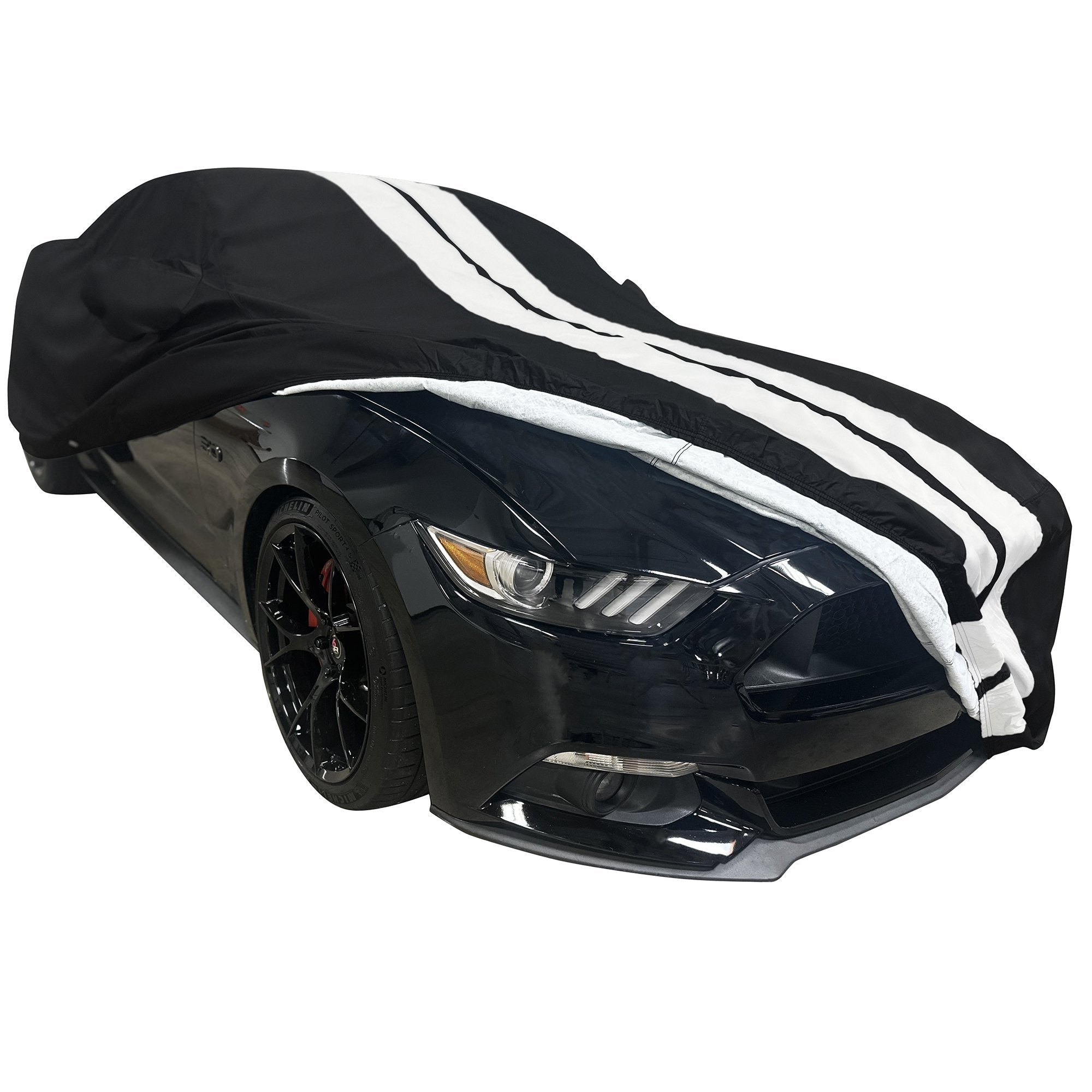 2005-2024 Ford Mustang Ultraguard Plus Car Cover - 300D Indoor/Outdoor Protection - Black with Gray Stripes-SR1 Performance
