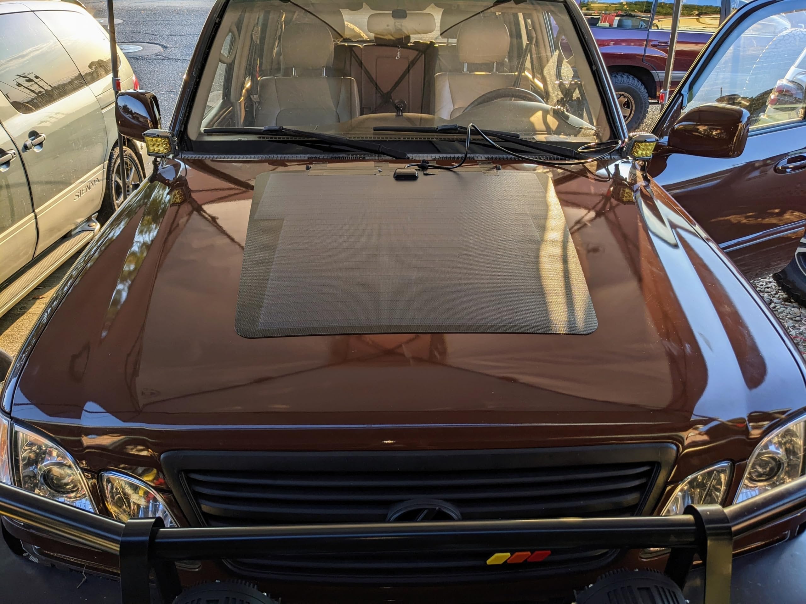 Lensun 100W 12V Hood Flexible Solar Panel for Lexus GX460 GX470 GX570 LX470 LX570 - Off Grid Solar Power for Offroading/Overlanding/Camping