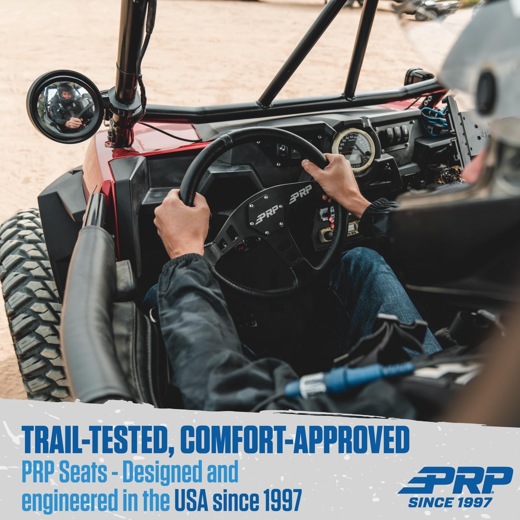 PRP Seats Off-Road Racing Flat Leather Grip Steering Wheel - Aluminum with Matte Black Finish