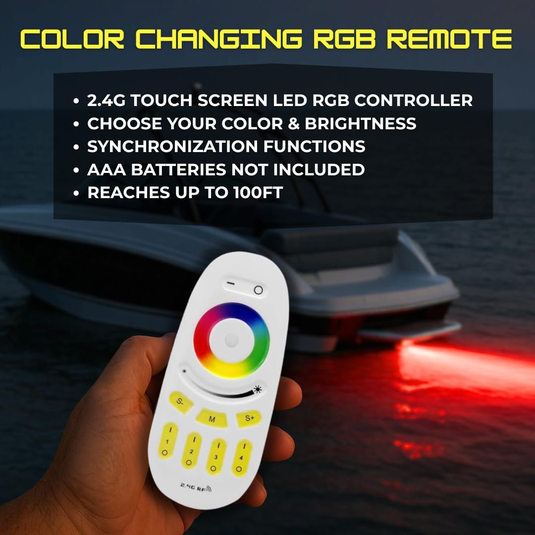 SR1 Performance Boat Whipz Underwater Marine Drain Plug RGB Color Changing LED Light - 1/2in Standard NPT, USA Made, 316L Marine Stainless Steel