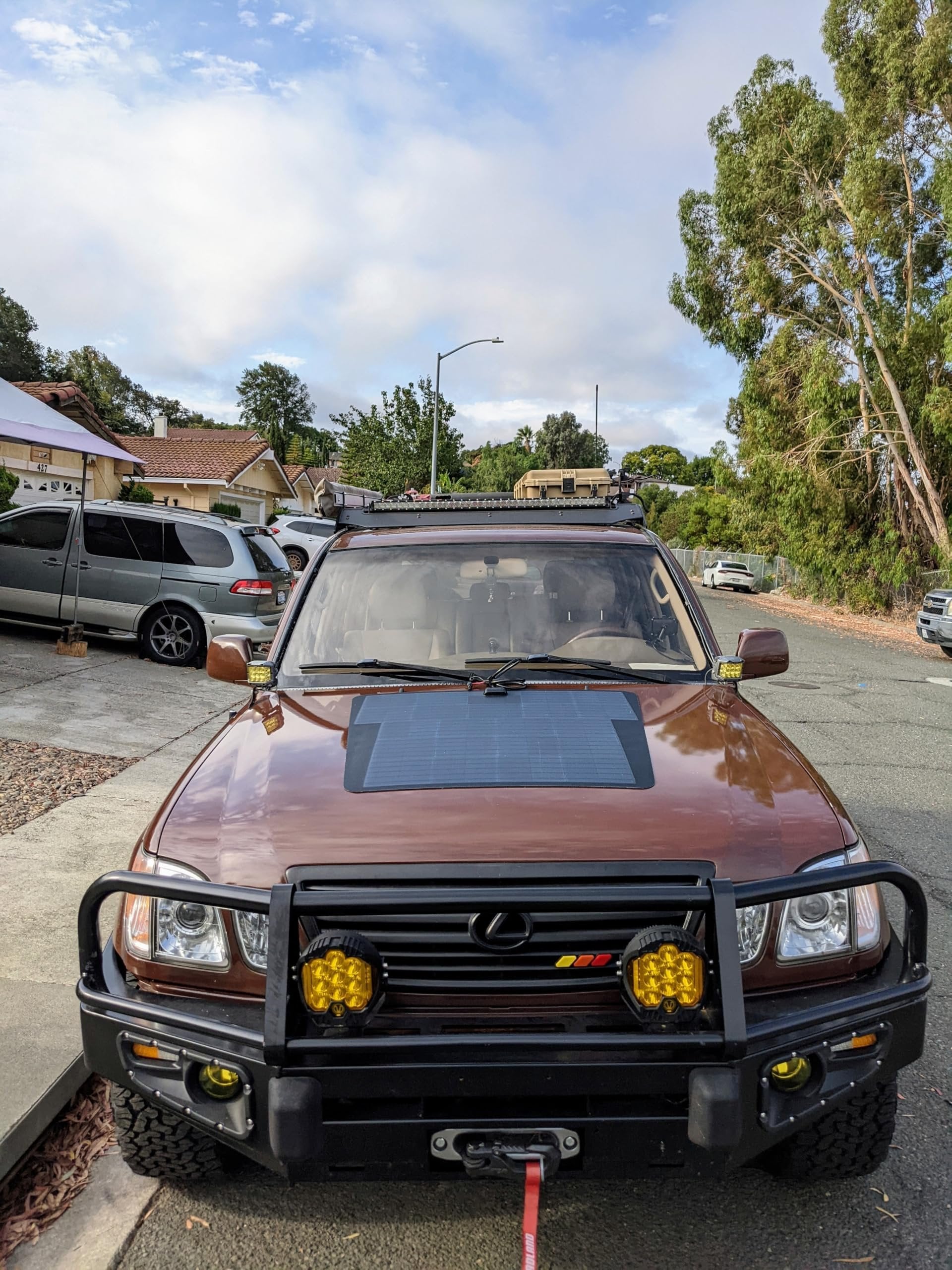 Lensun 100W 12V Hood Flexible Solar Panel for Lexus GX460 GX470 GX570 LX470 LX570 - Off Grid Solar Power for Offroading/Overlanding/Camping