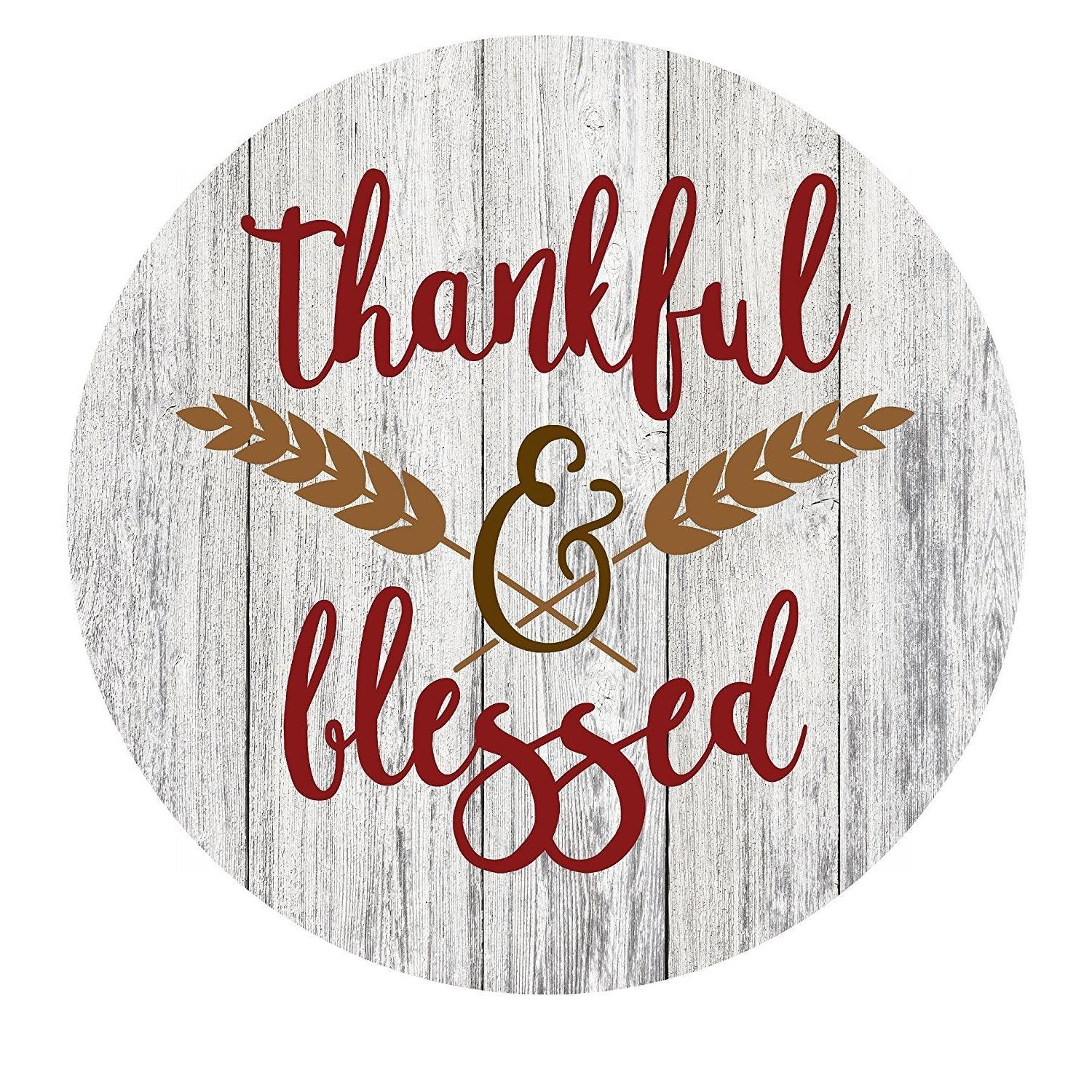 Give Thanks Autumn Season Rustic Metal Sign - 12" x 8"
