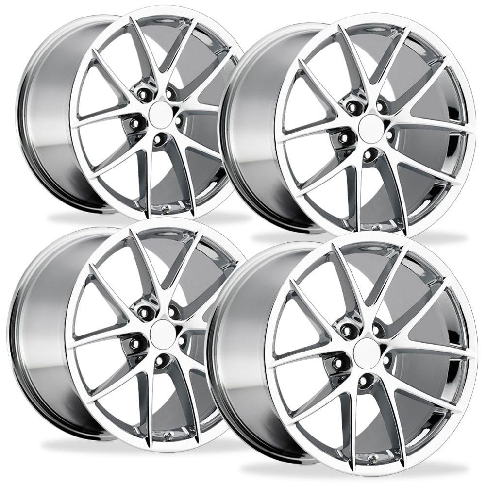 2009 C6Z06 Spyder Style Corvette Wheels (Set): Chrome 17x8.5/18x9.5 1997-2004 C5