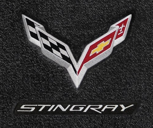 2014-2017 Corvette C7 Coupe Jet Black Trunk Mat - Crossed Flags & STINGRAY Logos