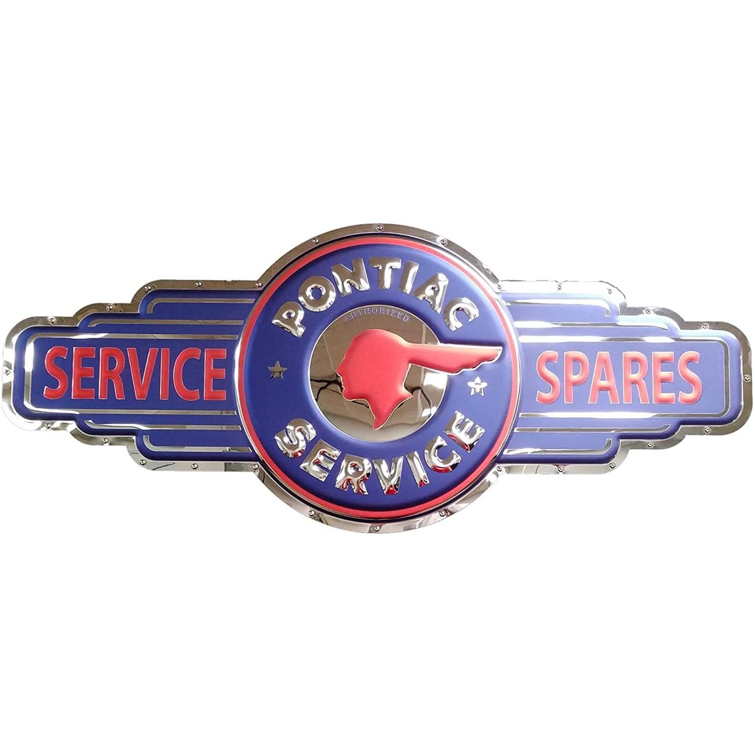Pontiac Service/Spares Stainless Steel Wall Hanging Sign - 16" x 35"