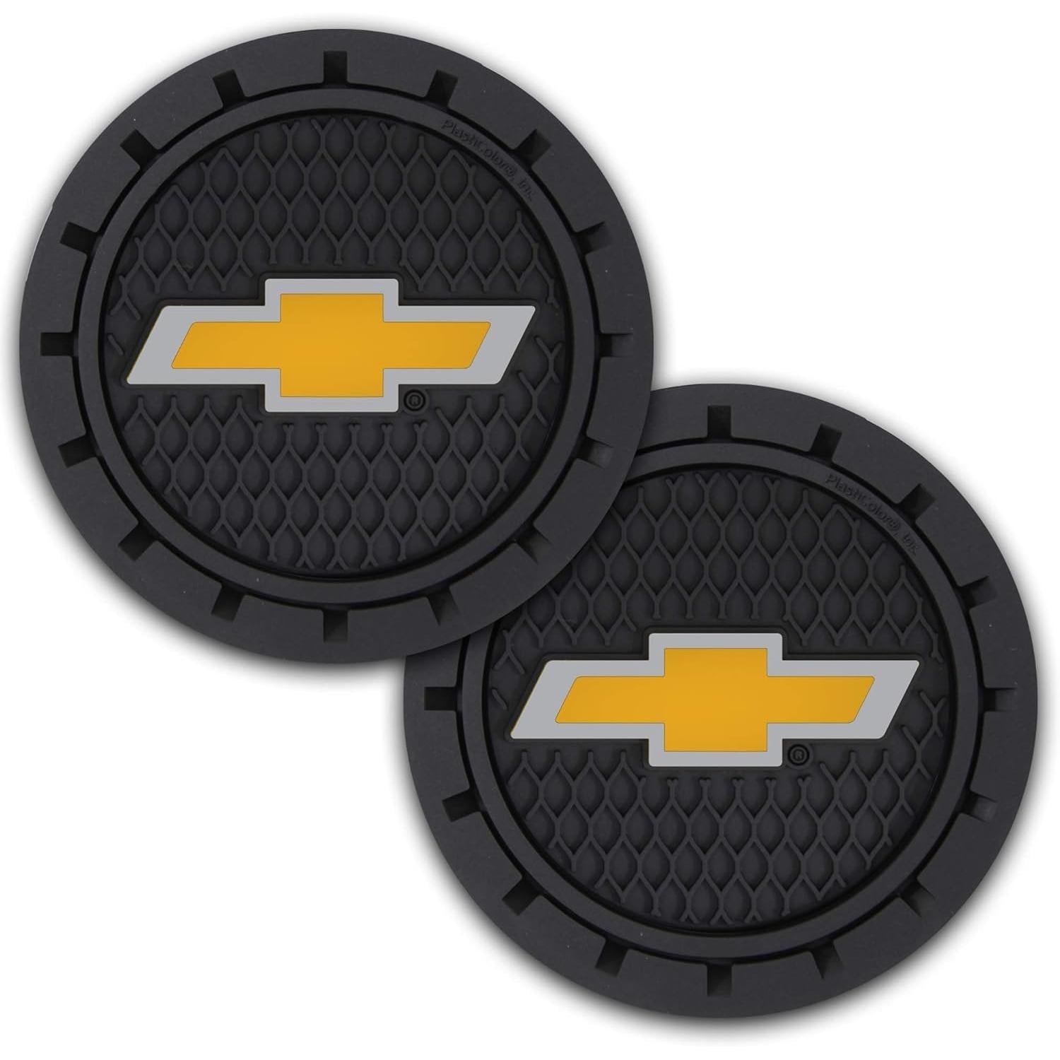 Plasticolor 000648R01 Chevrolet Bowtie Gold Cup Holder Coaster, Black-SR1 Performance