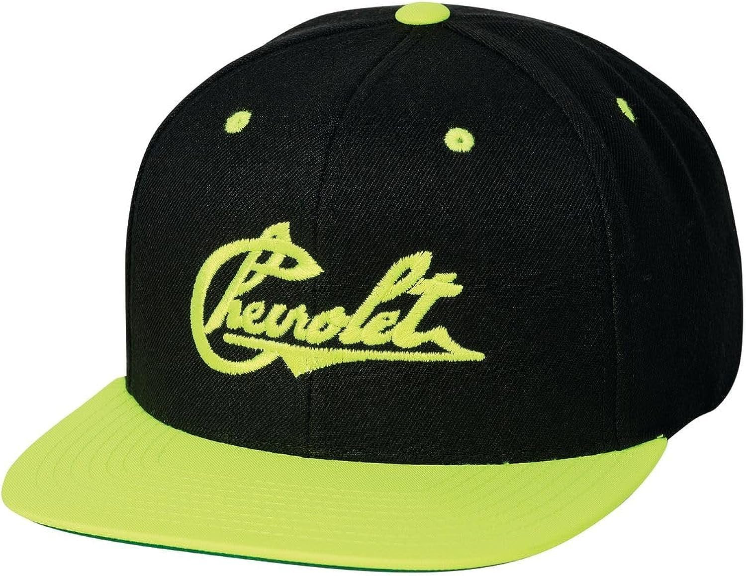 Chevrolet Vintage Flat Bill Hat - Neon Chevy Snapback Cap