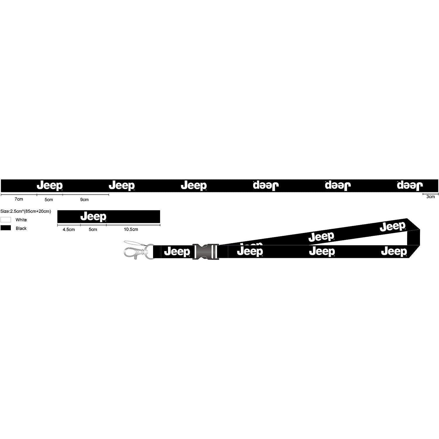 Jeep Lanyard Neck Strap Key Chain - Black with White Logo-SR1 Performance