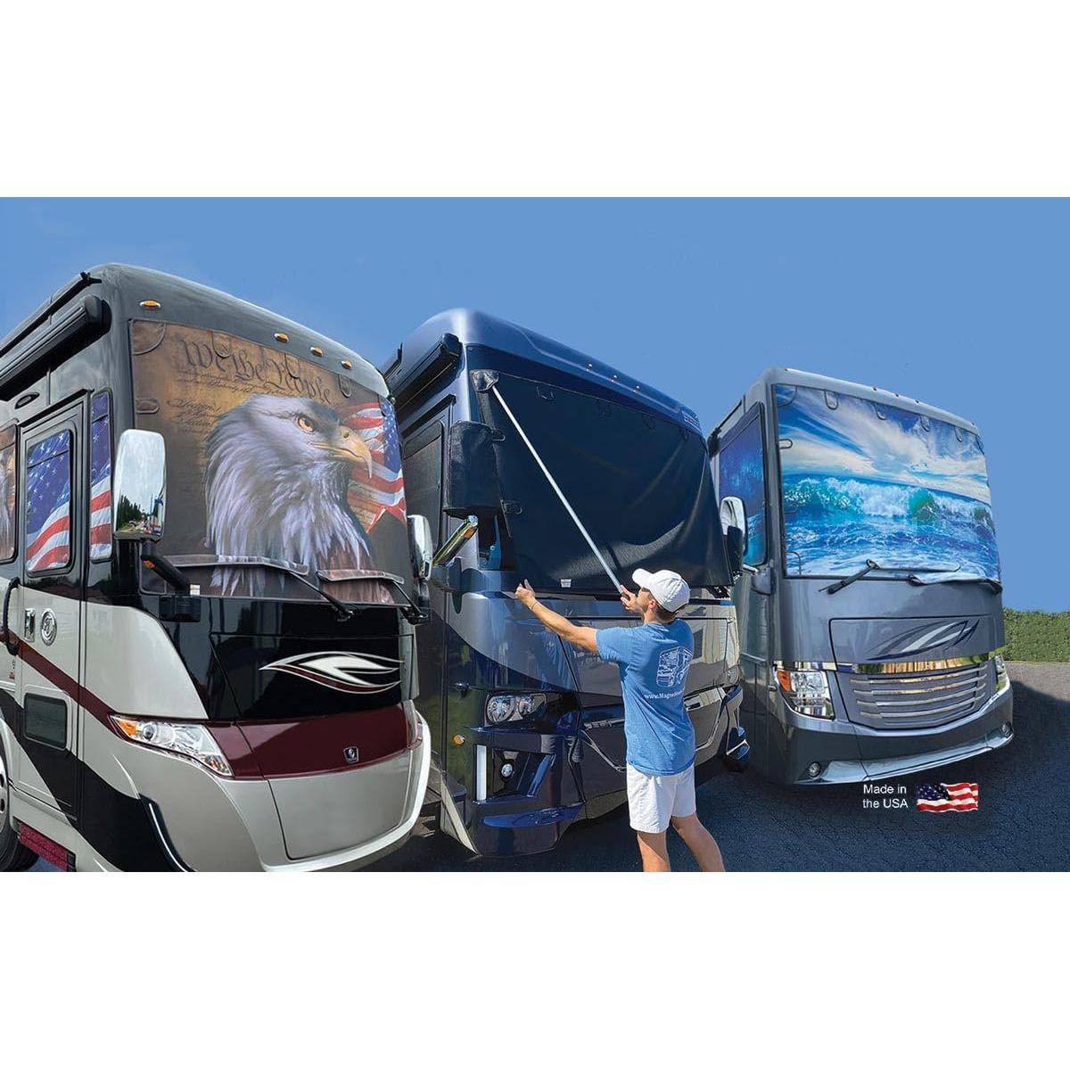 Class A RV/Motorhome Exterior Windshield Sun Shade by Magne Shade-SR1 Performance