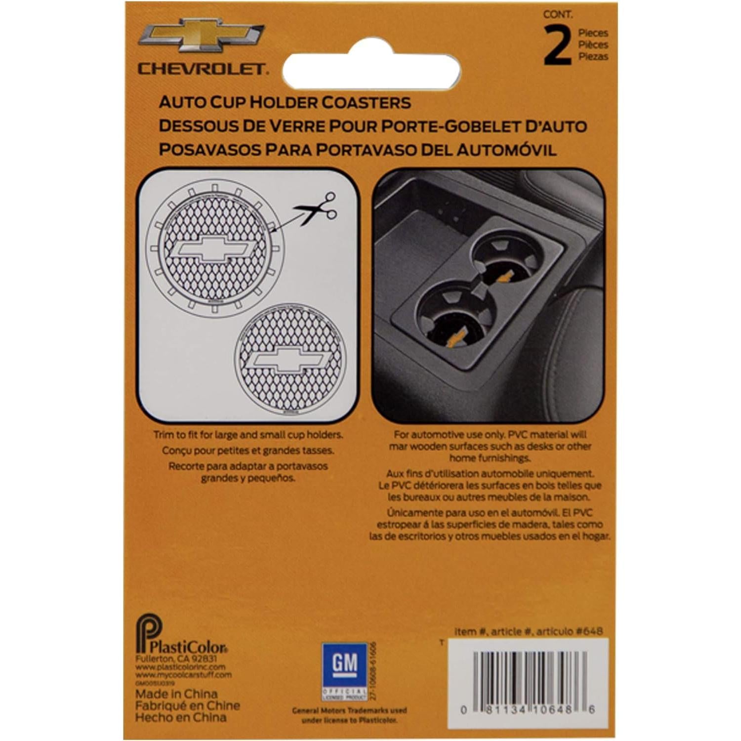 Plasticolor 000648R01 Chevrolet Bowtie Gold Cup Holder Coaster, Black-SR1 Performance