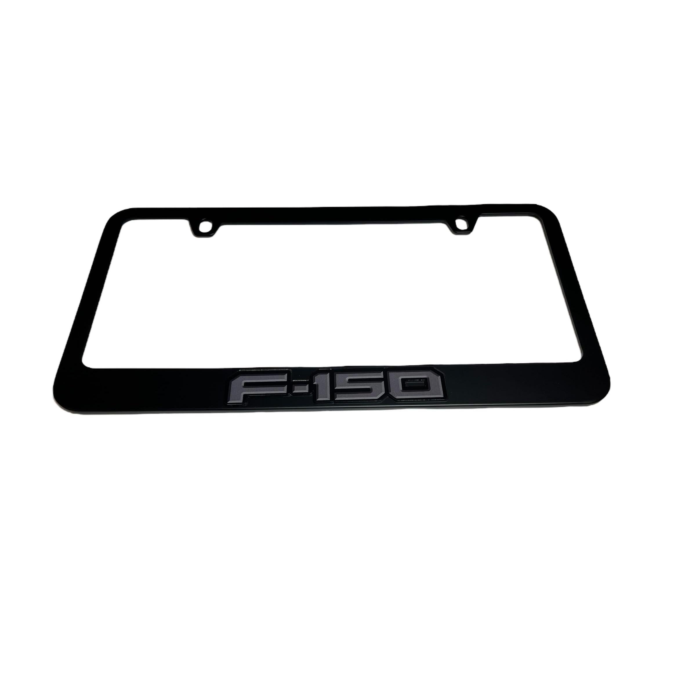 Eurosport Daytona - Compatible with 2021-2024 Ford F-150 Monochromatic Black - Black License Plate Frame