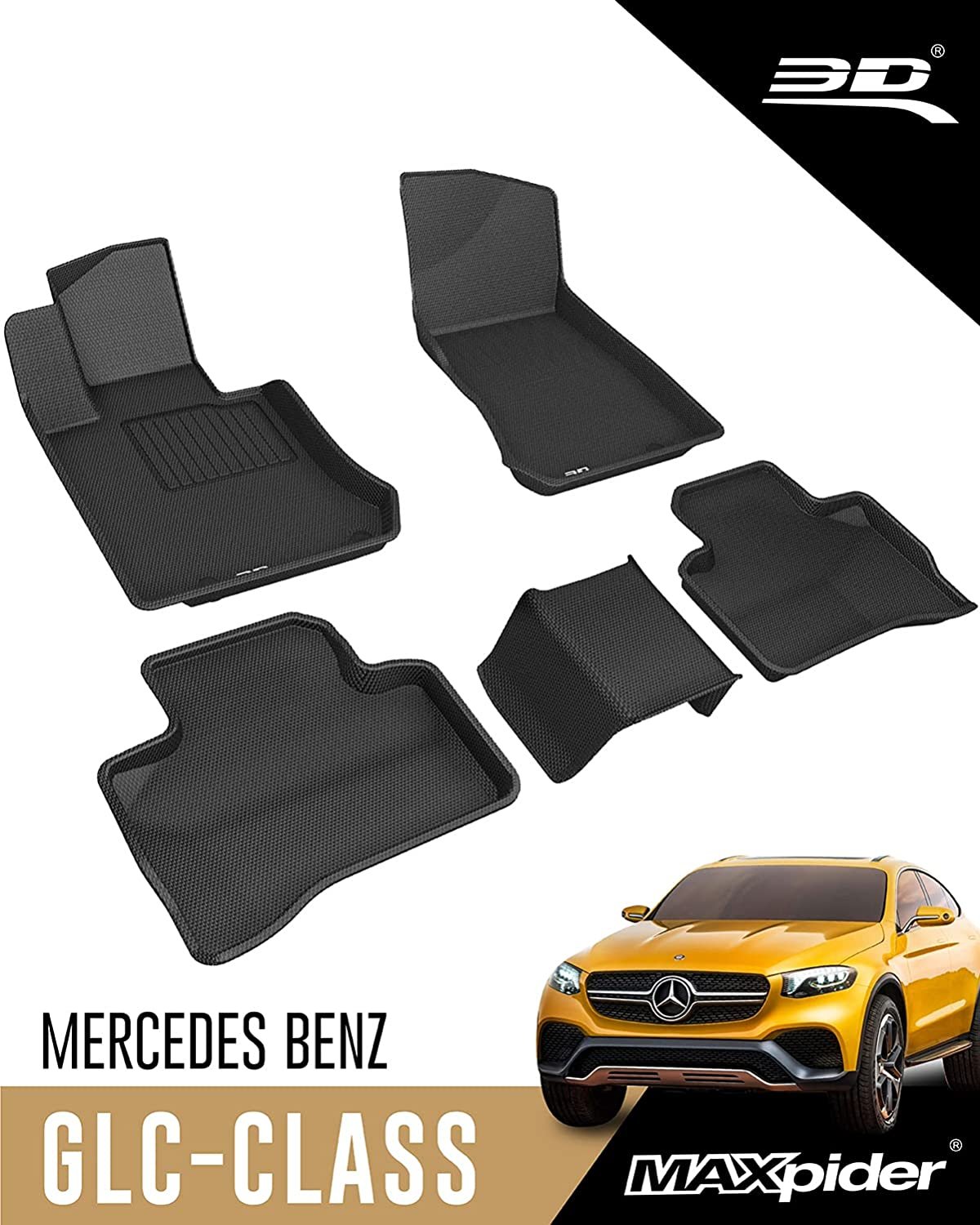3D MAXpider Front Row Custom Fit All-Weather Floor Mat for Select Mercedes-Benz GLC-Class (X205) Models