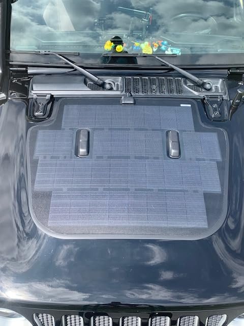 Lensun 90W 12V Hood Flexible Solar Panel for Jeep Wrangler JL (2018-Present) Except Rubicon - Off Grid Solar Power for Offroading/Overlanding/Camping