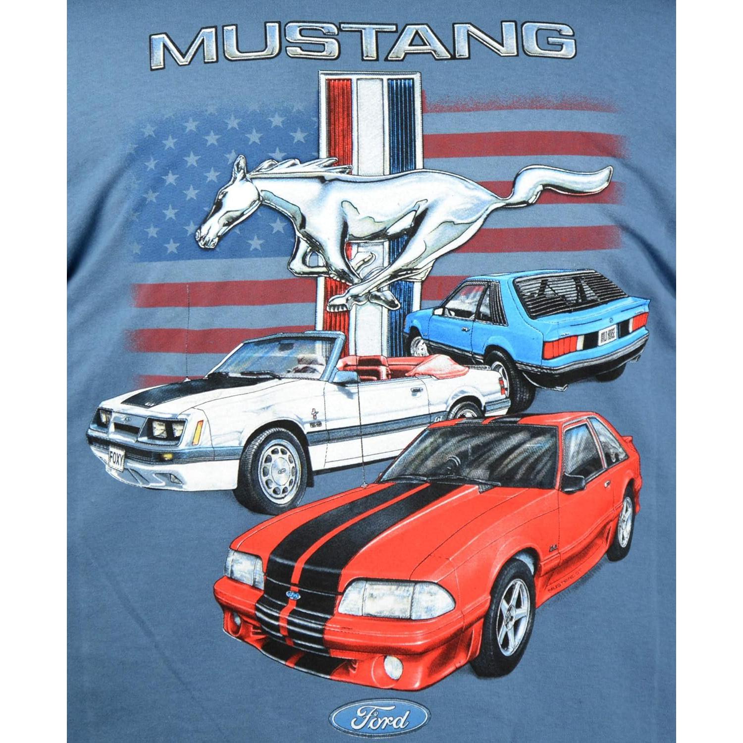 Ford Mustang Fox Body T-Shirt - Vintage USA Flag Shirt-SR1 Performance