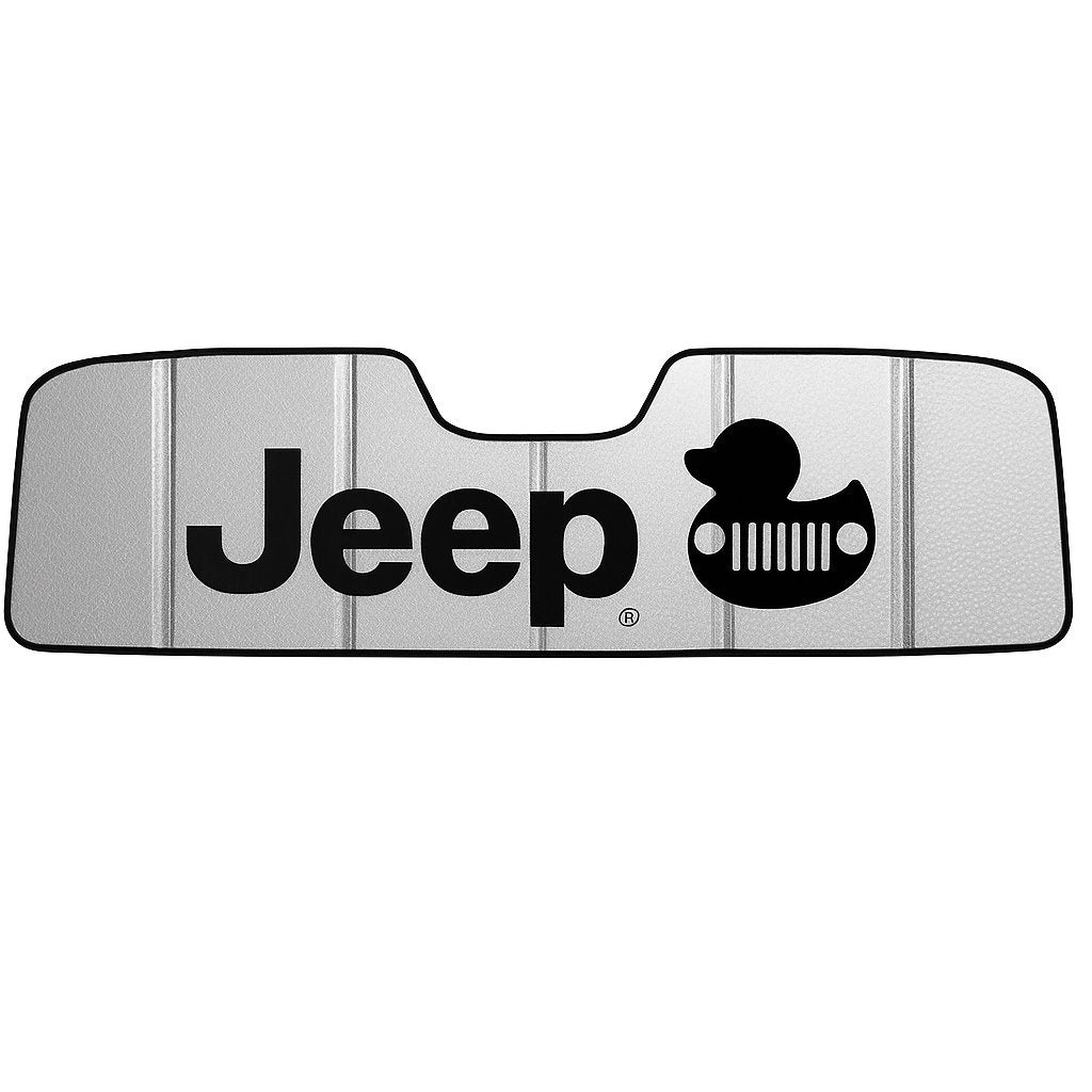 Jeep Accordion Style Sunshade - Insulated Silver Windshield Sun Shade with Logo Foldable