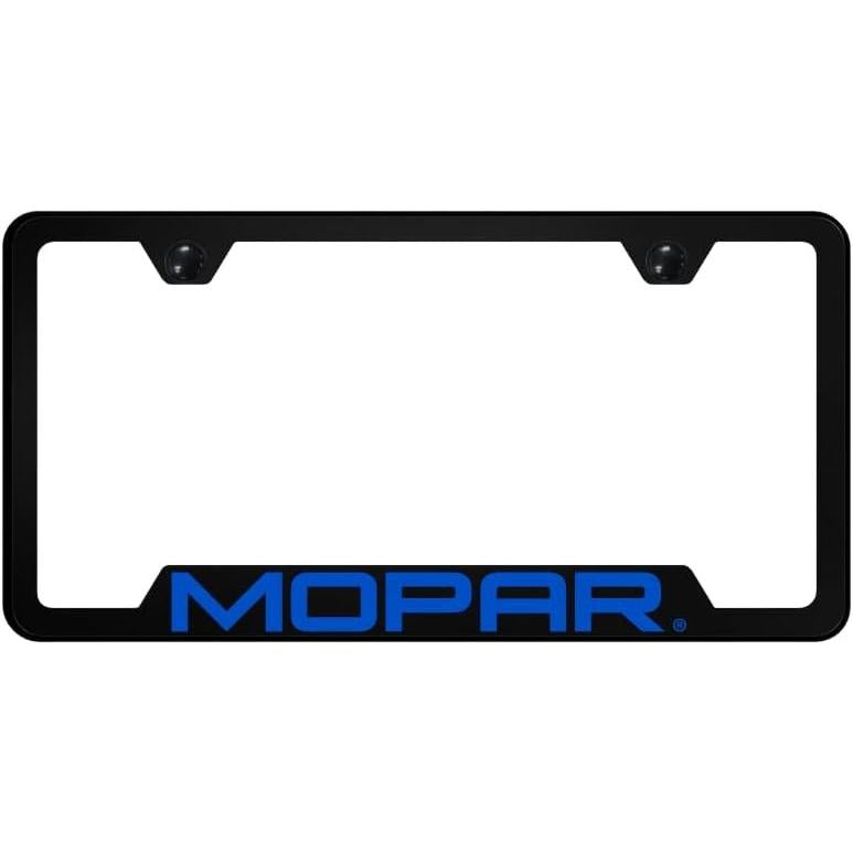 MOPAR UV Print Logo on Black Polycarbonate Notched License Plate Frame