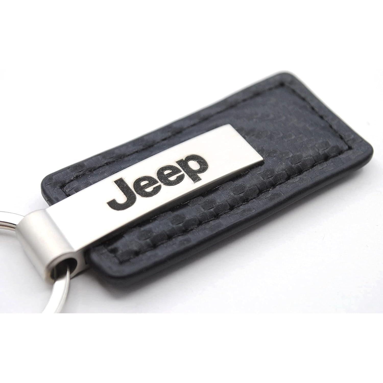 Jeep Carbon Fiber Texture Leather Key Chain - Black-SR1 Performance
