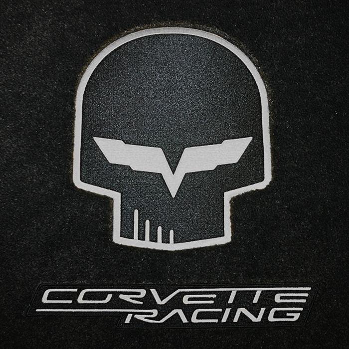 Corvette Cargo Mat - Jake Skull and Racing Script - Silver - Coupe : 2005-2013 C6, Z06, ZR1 or Grand Sport