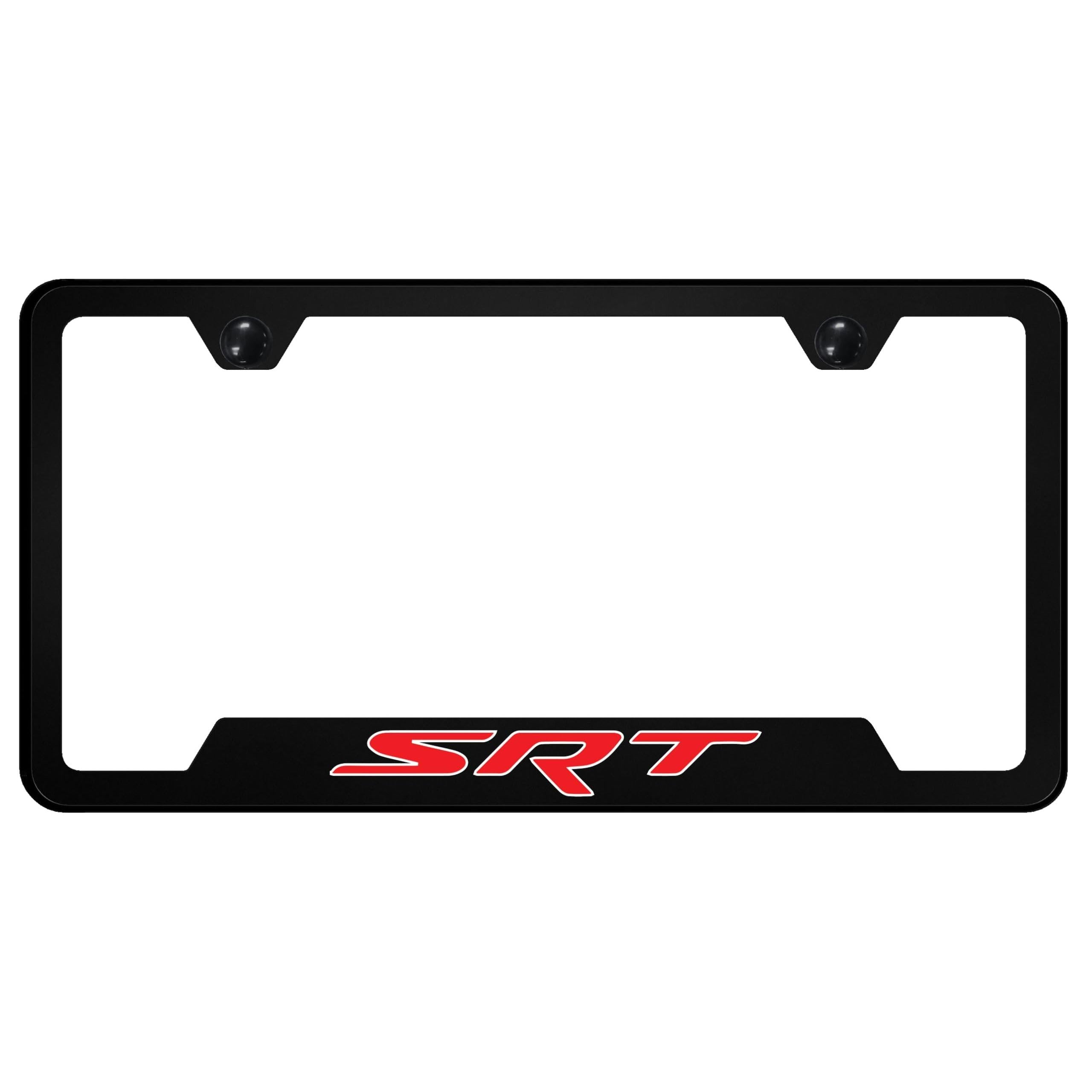SRT Notched License Plate Frame - Black Polycarbonate with UV Print Logo-SR1 Performance