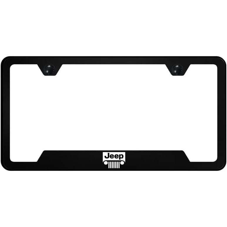 Jeep Grille UV Print Logo on Black Polycarbonate Notched License Plate Frame-SR1 Performance