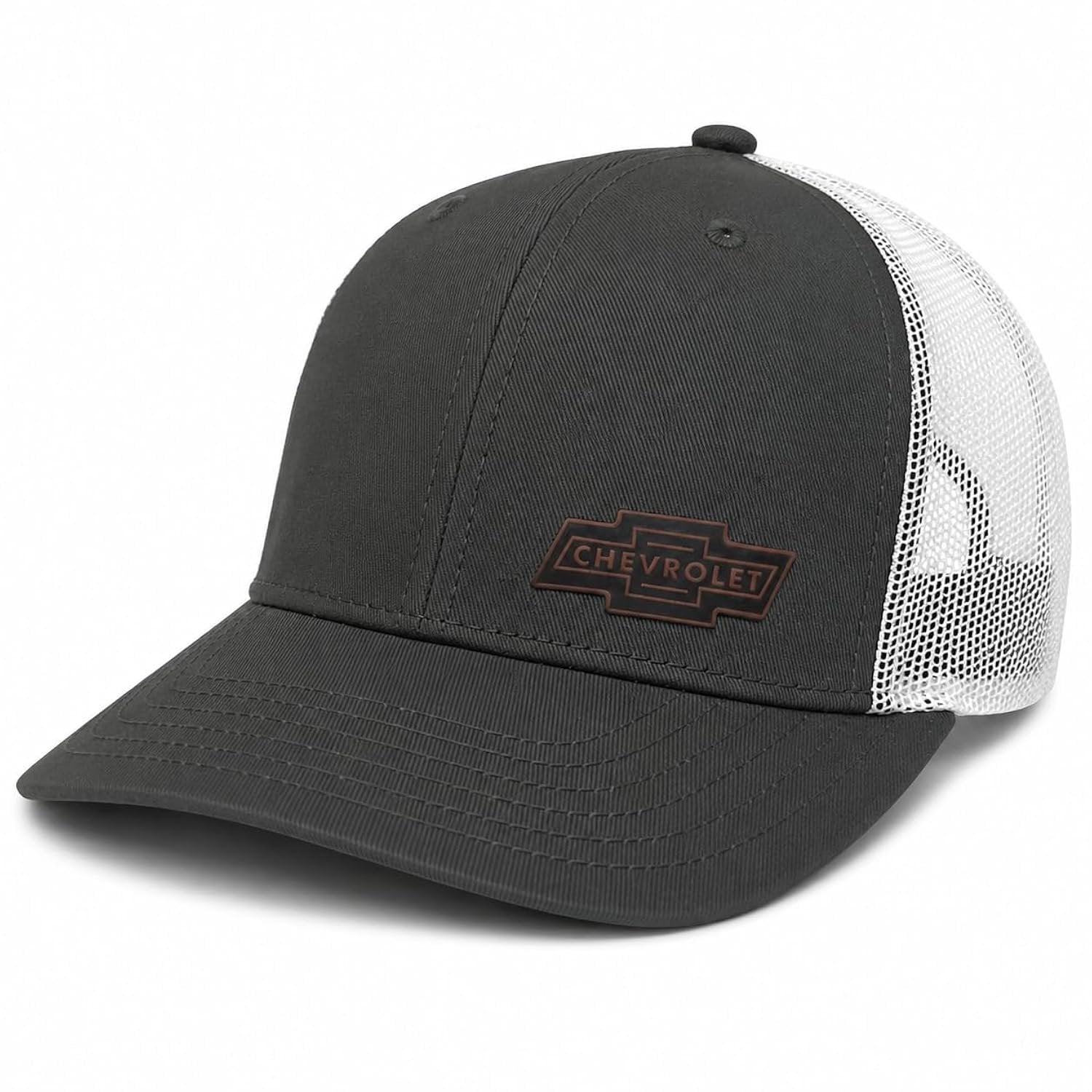 Chevrolet Heritage BT Leather Patch Trucker Hat - Adjustable Snapback Baseball Cap