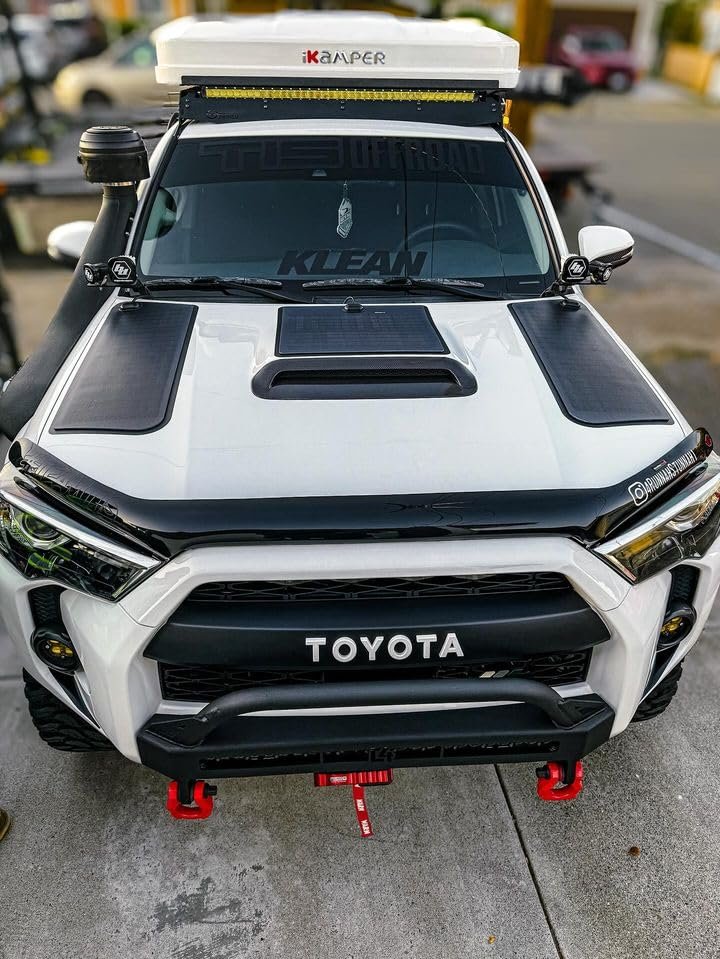 Lensun 80W 12V Hood Flexible Solar Panel for Toyota 4Runner 4th/5th Gen (2003-2024) w/Scoop - Off Grid Solar Power for Offroading/Overlanding/Camping