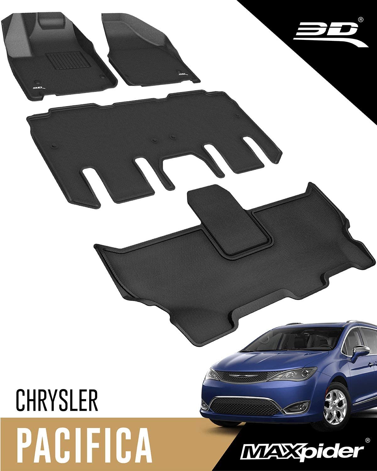 17-21 Chrysler Pacifica / 20-21 Voyager All-Weather Floor Mats 3D MAXpider Kagu