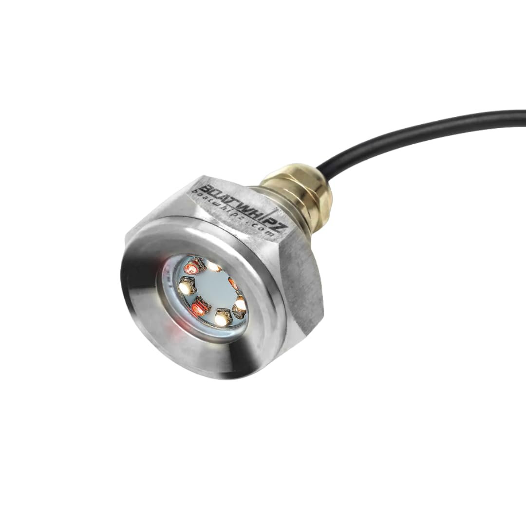 SR1 Performance Boat Whipz Underwater Marine Drain Plug RGB Color Changing LED Light - 1/2in Standard NPT, USA Made, 316L Marine Stainless Steel