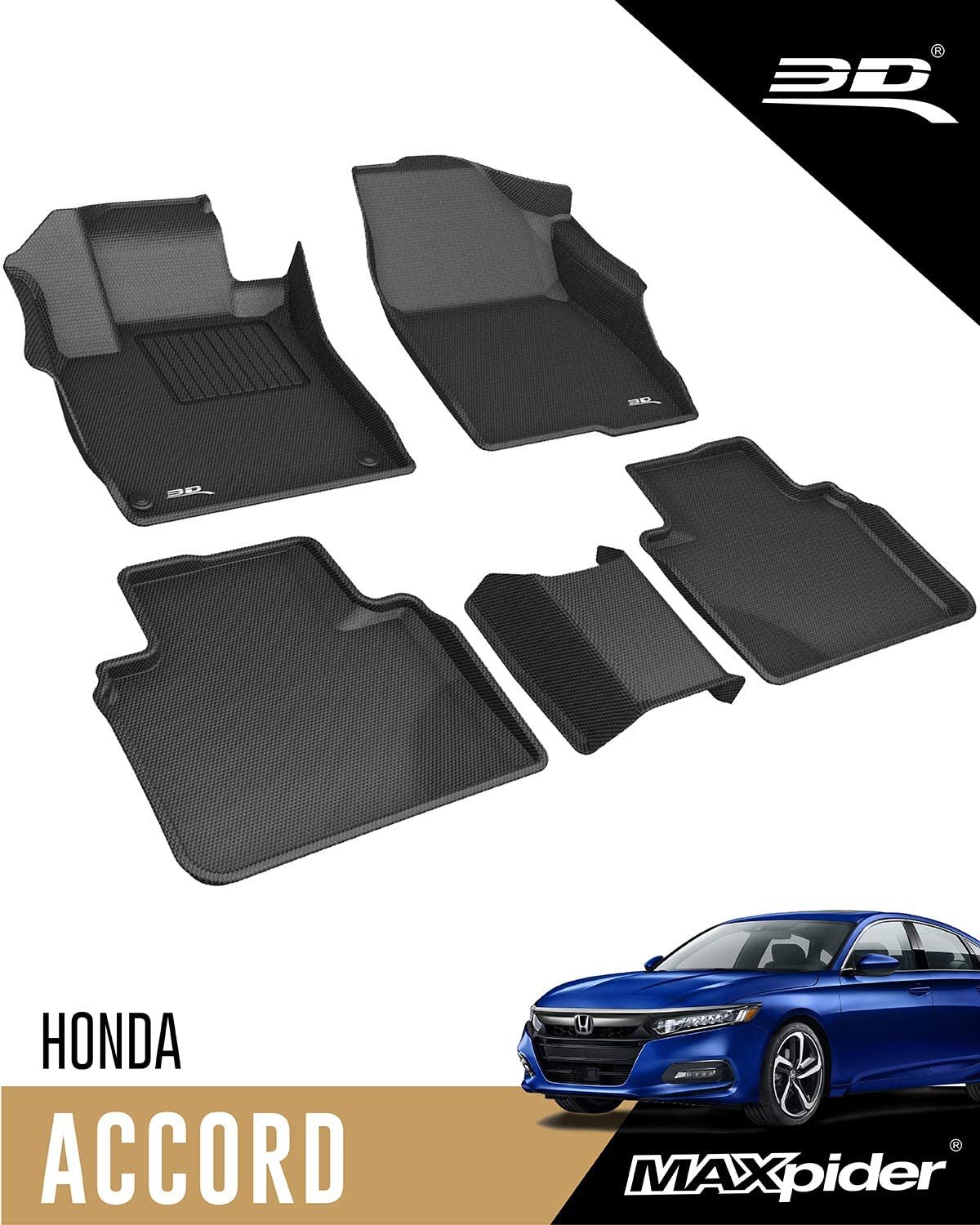 2018-2022 Honda Accord All Weather Floor Mats 3D MAXpider Custom Fit Kagu