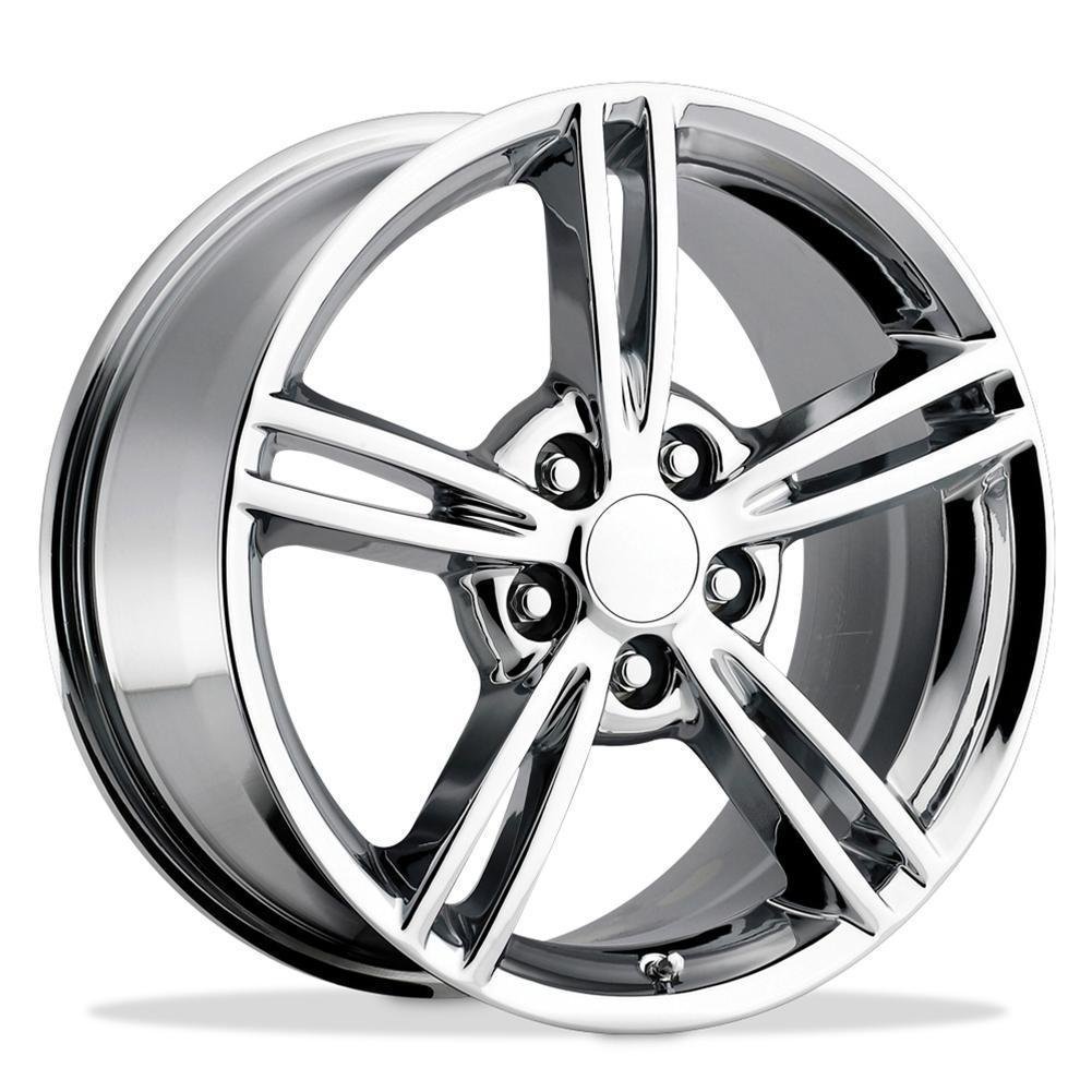 2008 Split Spoke Corvette GM Wheel Exchange (Set) : Chrome 18x8.5/19x10 : 2008-2013 C6