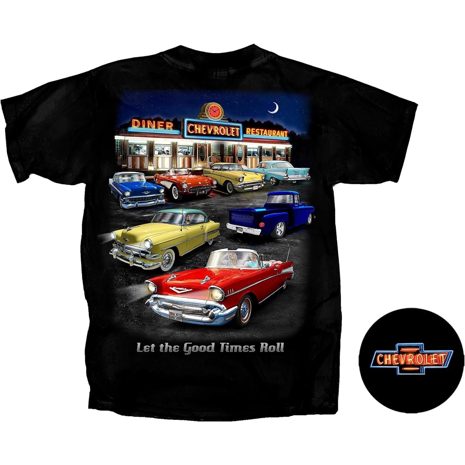 Chevrolet Night Time Retro Diner T-Shirt - Let the Good Times Roll - Vintage Chevy Shirt-SR1 Performance