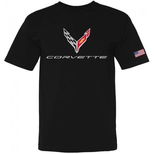Made in The USA - C8 Corvette Crossed Flags T-Shirt-SR1 Performance