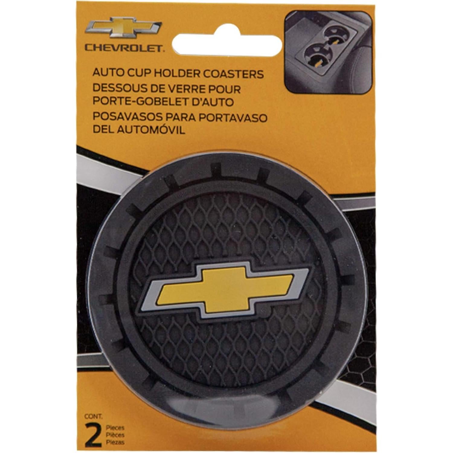 Plasticolor 000648R01 Chevrolet Bowtie Gold Cup Holder Coaster, Black-SR1 Performance