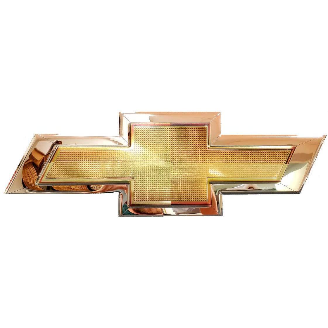 Chevrolet Bowtie Stainless Steel Wall Hanging Sign Chrome/Gold: 22" x 8"