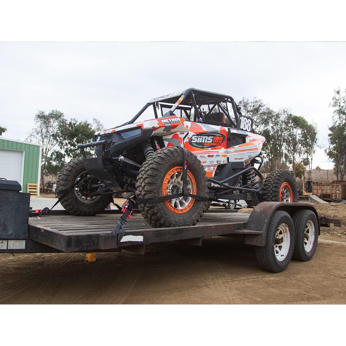 SpeedStrap Ultimate UTV 1.5" Tire-Bonnet and Through-Wheel Tie-Down Kit - Secure UTV to Trailer