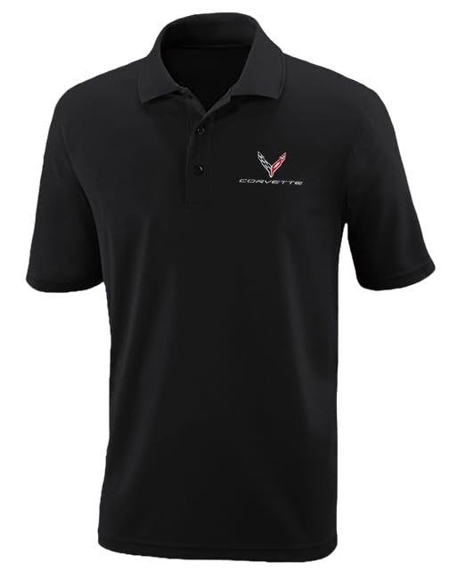 C8 Corvette Performance Next Gen Polo Shirt - Officially Licensed Chevrolet Men's Polo (US, Alpha, XX-Large, Regular, Regular, Black)