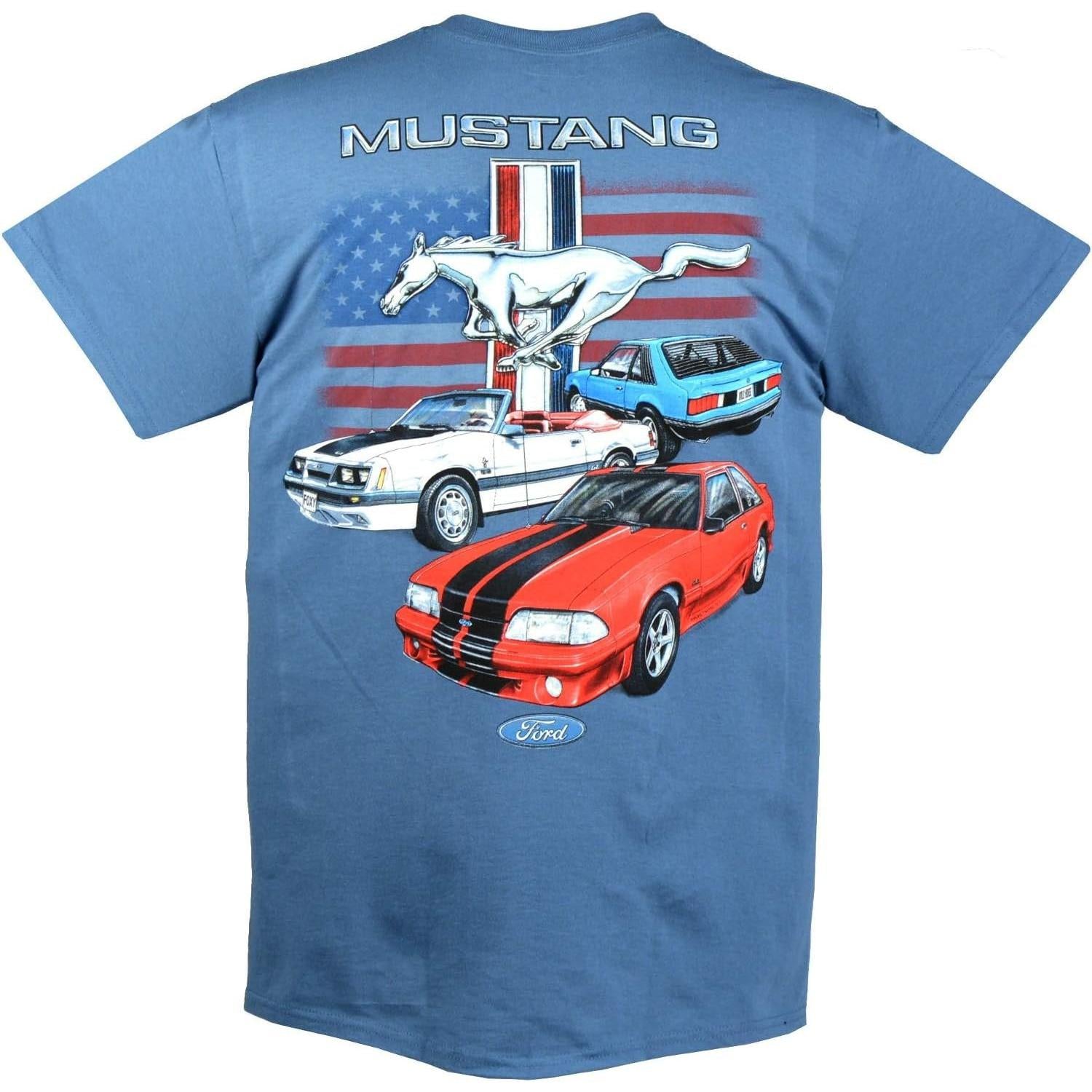 Ford Mustang Fox Body T-Shirt - Vintage USA Flag Shirt-SR1 Performance