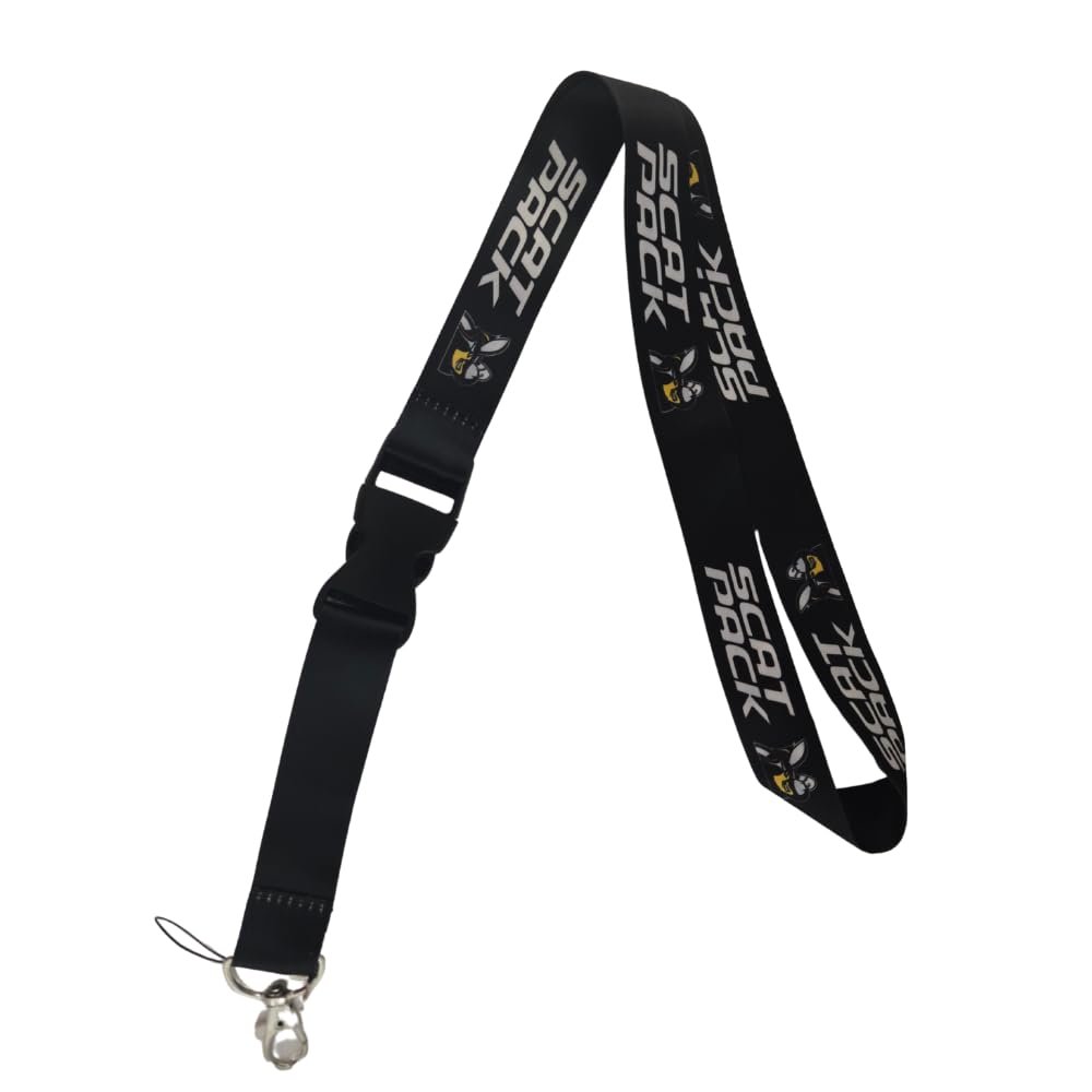 Au-TOMOTIVE GOLD INC. Officially Licensed Dodge Scat Pack Lanyard Keychain (White on Black)